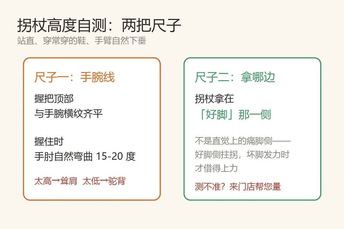 拐杖高度自测两把尺子